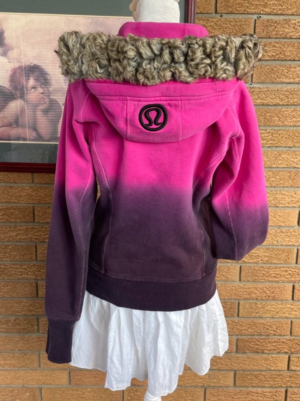 Lululemon scuba jacket special edition pink & purple ombre hoodie with fur hood